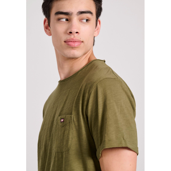 Aνδρικό t-shirt FUNKY BUDDHA FBM009-005-04 χακί Ανδρικά