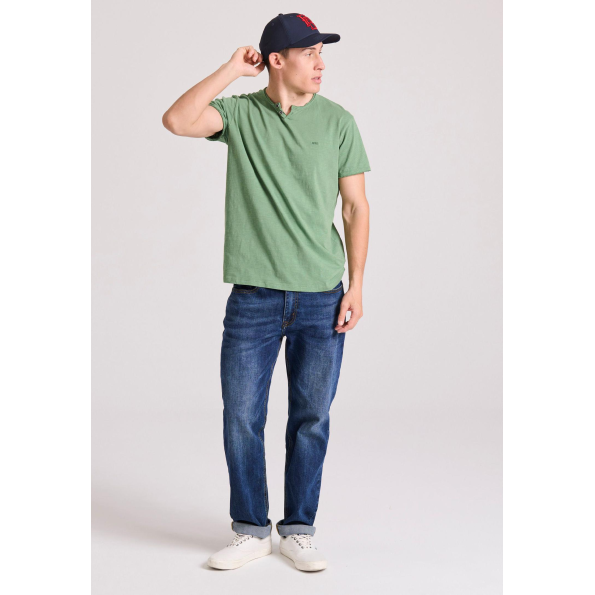 Ανδρικο t-shirt FUNKY BUDDHA FBM009-004-04 The essentials πράσινο Ανδρικά