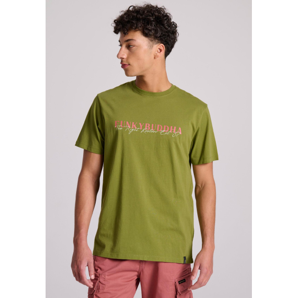 Ανδρικό t-shirt FUNKY BUDDHA FBM009-095-04 λαδί