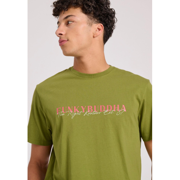 Ανδρικό t-shirt FUNKY BUDDHA FBM009-095-04 λαδί Ανδρικά