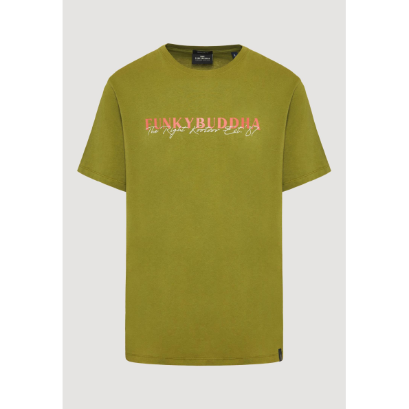 Ανδρικό t-shirt FUNKY BUDDHA FBM009-095-04 λαδί Ανδρικά
