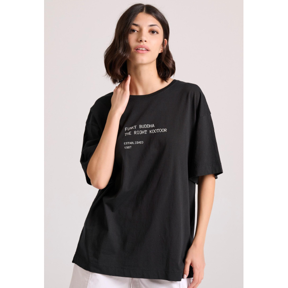 Γυναικείο t-shirt FUNKY BUDDHA FBL009-120-04 μαύρο