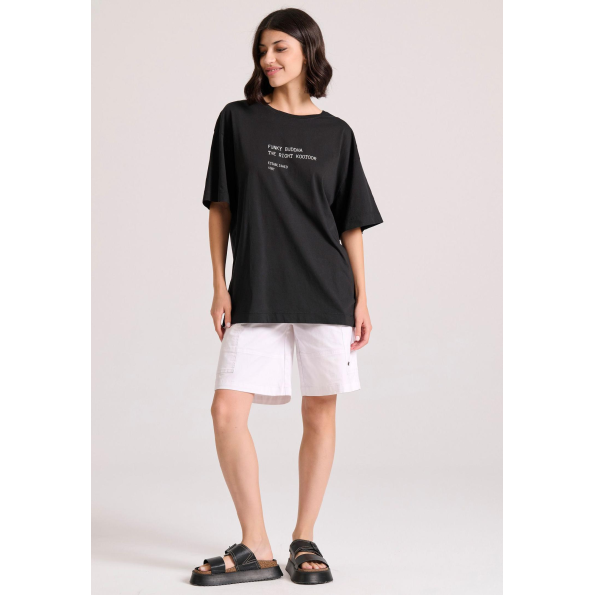 Γυναικείο t-shirt FUNKY BUDDHA FBL009-120-04 μαύρο