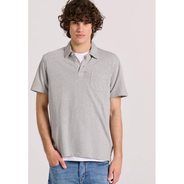 Ανδρικό polo μπλούζα  FUNKY BUDDHA Garment dyed FBM009-011-11 γκρι