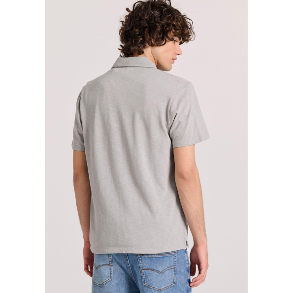 Ανδρικό polo μπλούζα  FUNKY BUDDHA Garment dyed FBM009-011-11 γκρι Ανδρικά
