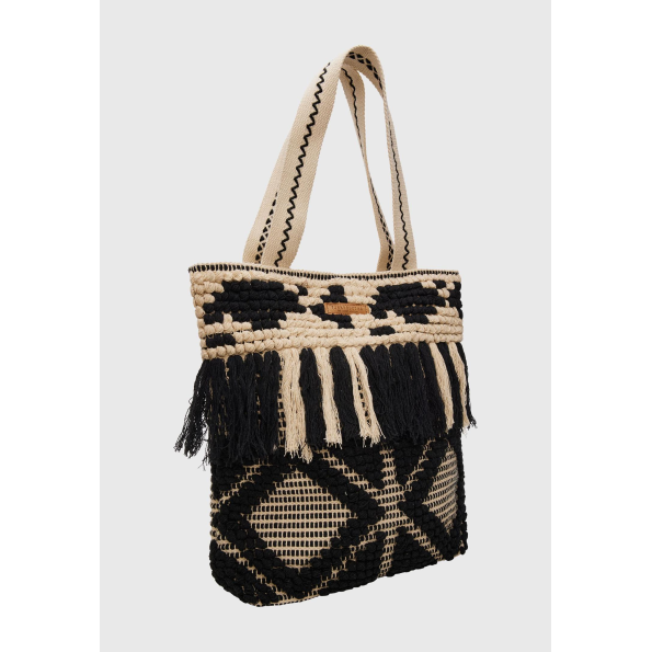 Γυναικεία τσάντα παραλίας FUNKY BUDDHA FBL009-166-10 μαύρη Γυναικεία