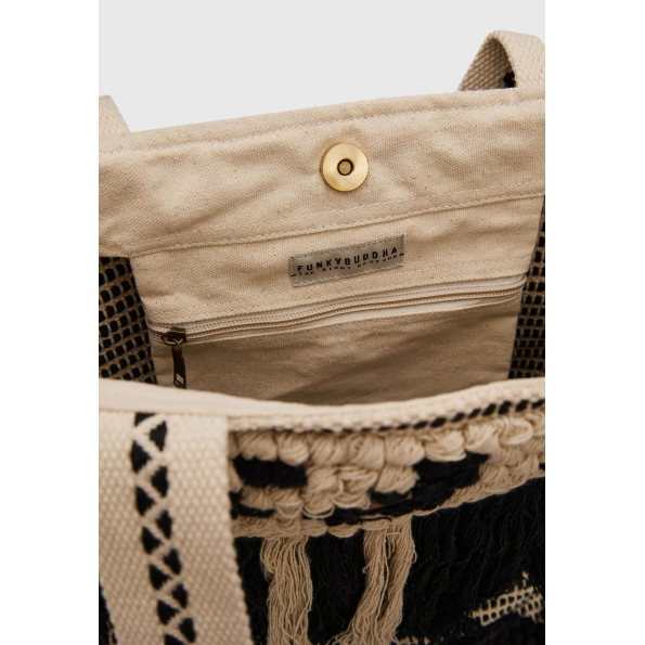 Γυναικεία τσάντα παραλίας FUNKY BUDDHA FBL009-166-10 μαύρη Γυναικεία