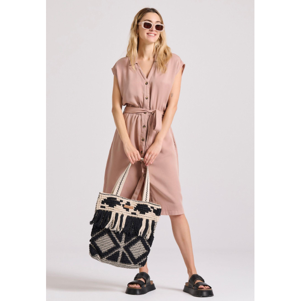 Γυναικεία τσάντα παραλίας FUNKY BUDDHA FBL009-166-10 μαύρη Γυναικεία