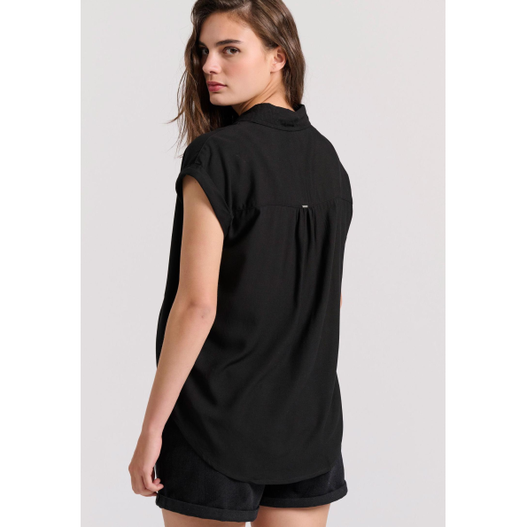 Γυναικείο κοντομάνικο πουκάμισο FUNKY BUDDHA  FBL009-100-05 μαύρο 