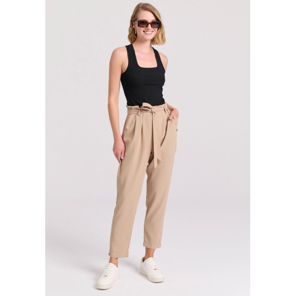 Γυναικείο παντελόνι FUNKY BUDDHA FBL009-118-02 μπεζ  Γυναικεία