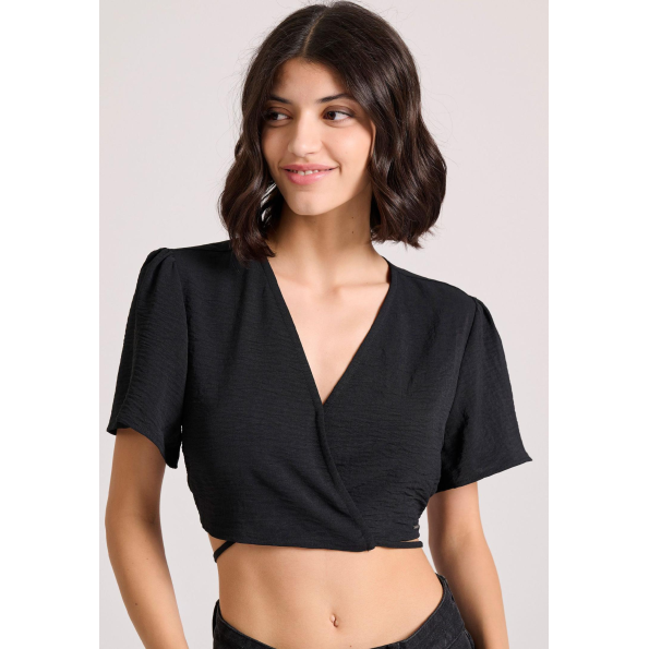 Γυναικείο cropped top FUNKY BUDDHA FBL009-121-17 μαύρο