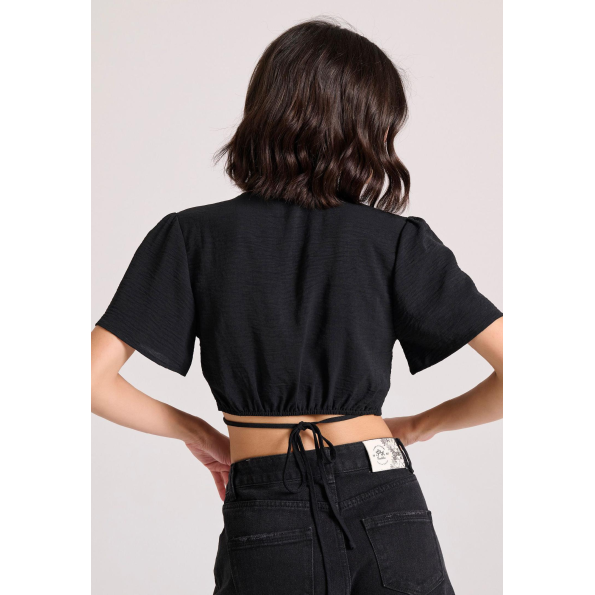 Γυναικείο cropped top FUNKY BUDDHA FBL009-121-17 μαύρο Γυναικεία