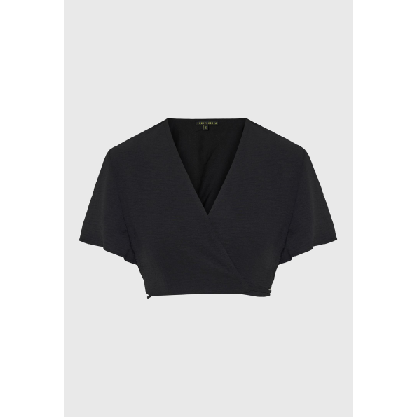 Γυναικείο cropped top FUNKY BUDDHA FBL009-121-17 μαύρο Γυναικεία