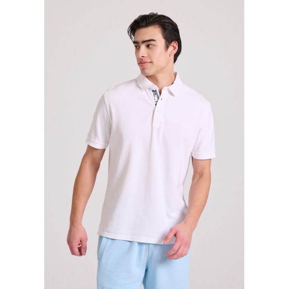 Ανδρική polo μπλούζα FUNKY BUDDHA FBM009-005-11 λευκή
