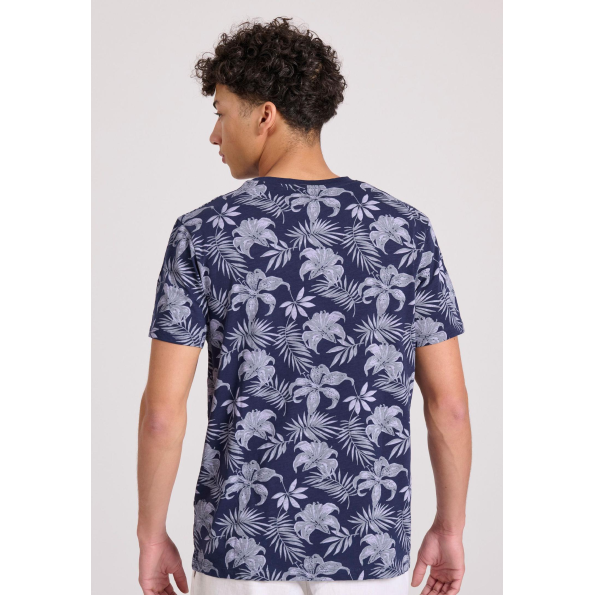 Ανδρικό  t-shirt FUNKY BUDDHA FBM009-080-04 μπλε εμπριμέ  Ανδρικά