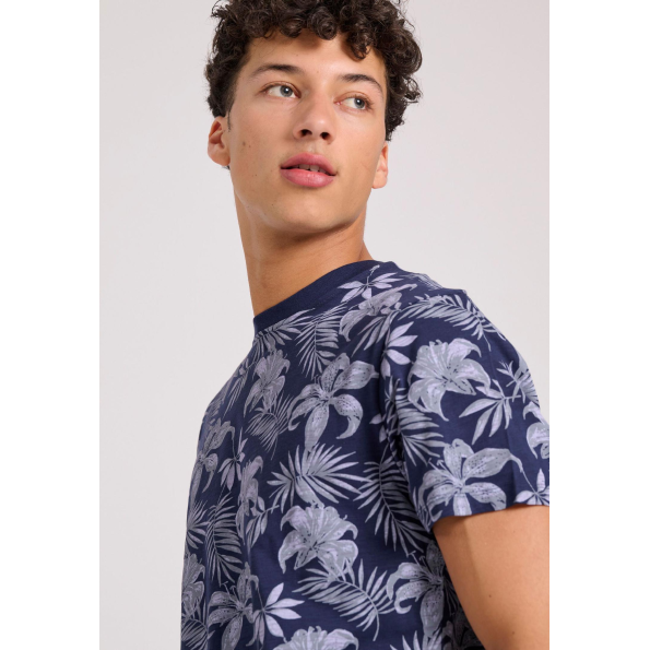 Ανδρικό  t-shirt FUNKY BUDDHA FBM009-080-04 μπλε εμπριμέ  Ανδρικά