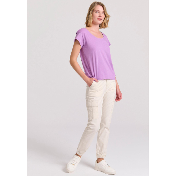 Γυναικείο t-shirt FUNKY BUDDHA FBL009-105-04 μοβ  Γυναικεία