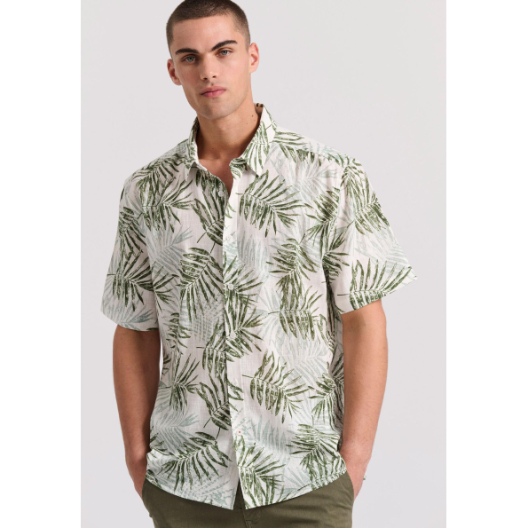 Ανδρικό κοντομάνικο πουκάμισο FUNKY BUDDHA FBM009-039-05 εμπριμέ