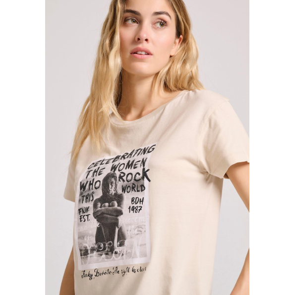 Γυναικείο t-shirt  FUNKY BUDDHA FBL009-124-04 μπεζ 
