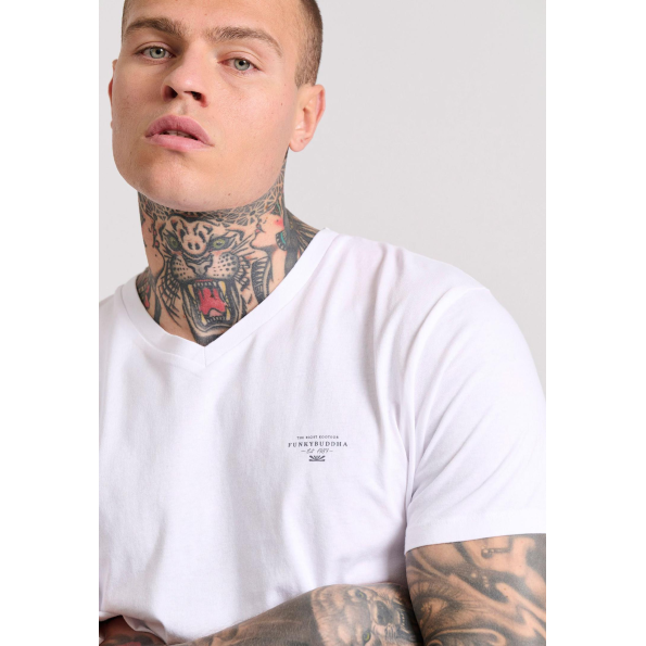 Ανδρικό t-shirt FUNKY BUDDHA FBM009-002-04 λευκό Ανδρικά