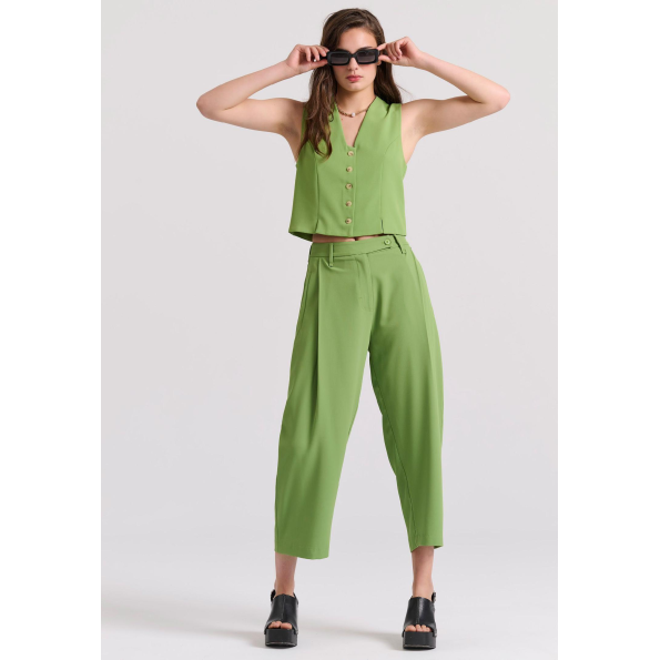 Γυναικεία cropped παντελόνα FUNKY BUDDHA FBL009-119-02 πράσινο