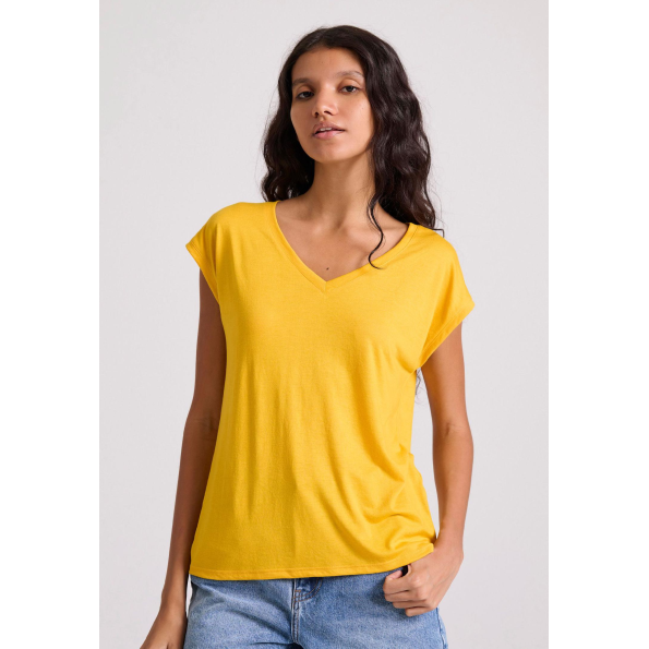 Γυναικείο t-shirt FUNKY BUDDHA FBL009-107-04 κίτρινο