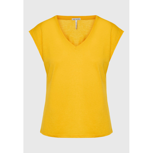 Γυναικείο t-shirt FUNKY BUDDHA FBL009-107-04 κίτρινο