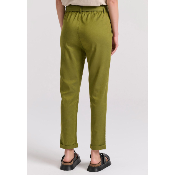 Γυναικείο cropped παντελόνι FUNKY BUDDHA FBL009-122-02 χακί  Γυναικεία