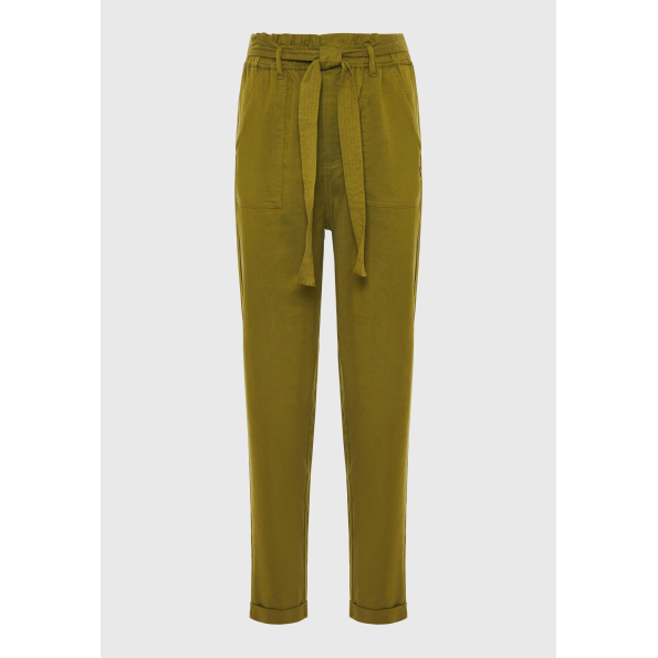 Γυναικείο cropped παντελόνι FUNKY BUDDHA FBL009-122-02 χακί  Γυναικεία