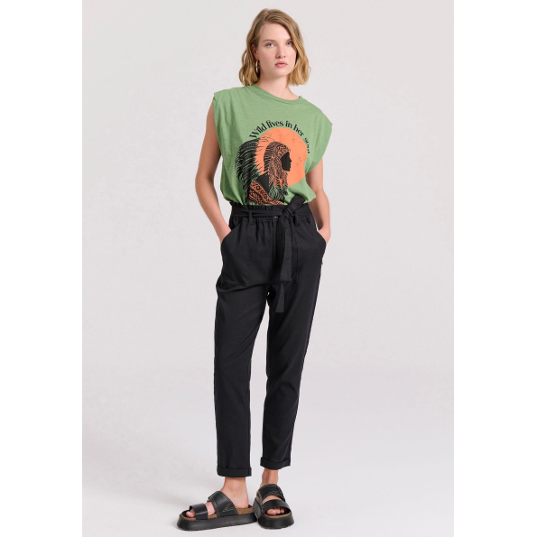 Γυναικείο cropped παντελόνι FUNKY BUDDHA FBL009-122-02 μαύρο