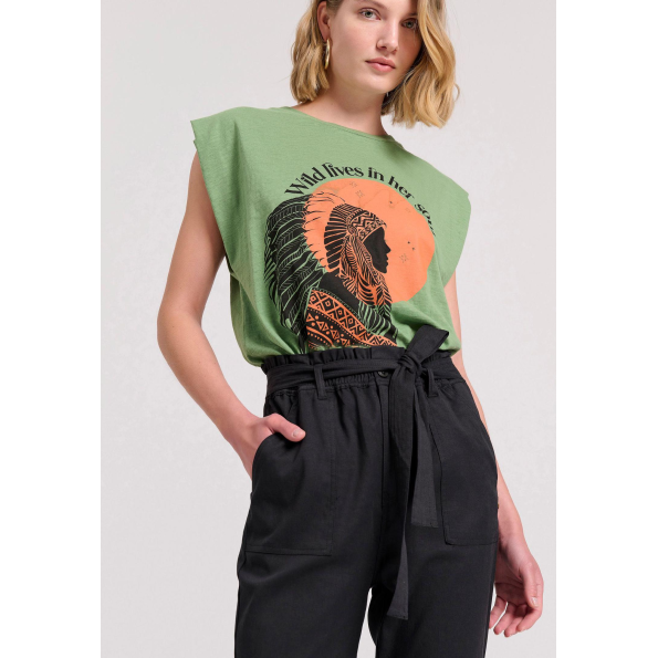 Γυναικείο cropped παντελόνι FUNKY BUDDHA FBL009-122-02 μαύρο