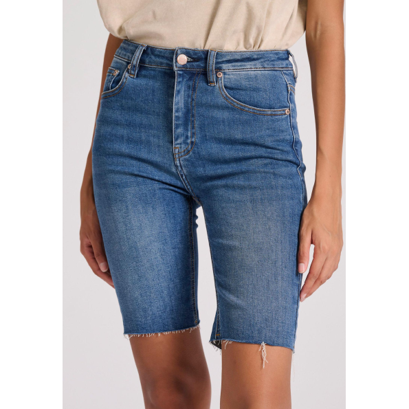Γυναικείο τζιν βερμούδα FUNKY BUDDHA FBL009-162-03 μπλε