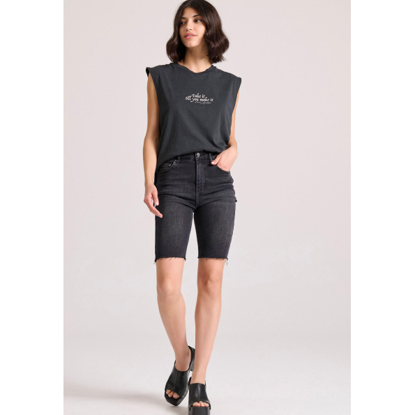 Γυναικείο τζιν βερμούδα FUNKY BUDDHA FBL009-163-03 μαύρο  Γυναικεία