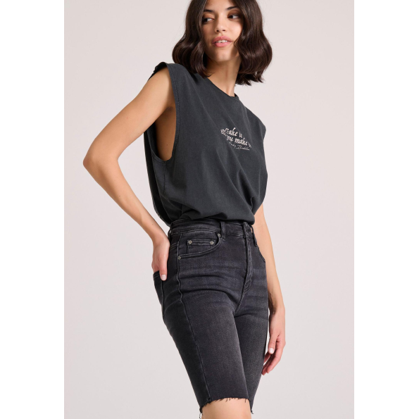 Γυναικείο τζιν βερμούδα FUNKY BUDDHA FBL009-163-03 μαύρο  Γυναικεία