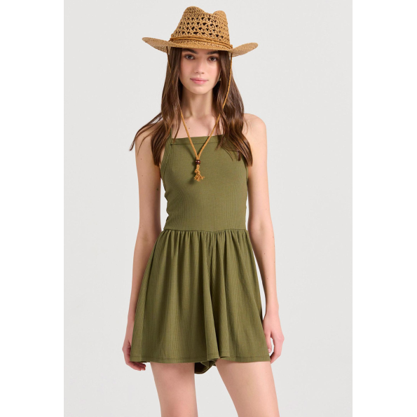 Γυναικεία ολόσωμη φόρμα σορτς FUNKY BUDDHA FBL009-100-12 λαδί Γυναικεία