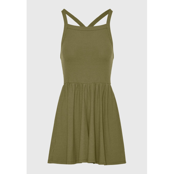 Γυναικεία ολόσωμη φόρμα σορτς FUNKY BUDDHA FBL009-100-12 λαδί Γυναικεία