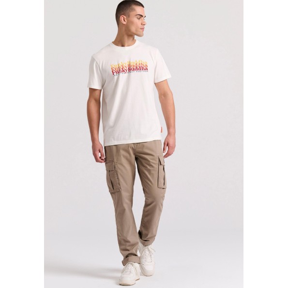 Ανδρικό comfort cargo παντελόνι FUNKY BUDDHA μπεζ καφέ Ανδρικά