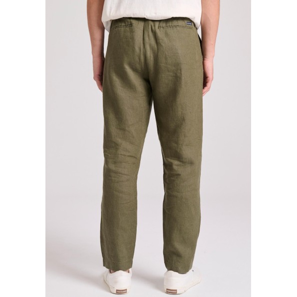 Ανδρικό linen blend casual chino παντελόνι FUNKY BUDDHA χακί Ανδρικά