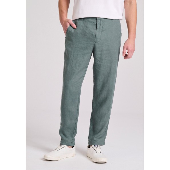 Ανδρικό linen blend casual chino παντελόνι FUNKY BUDDHA πράσινο
