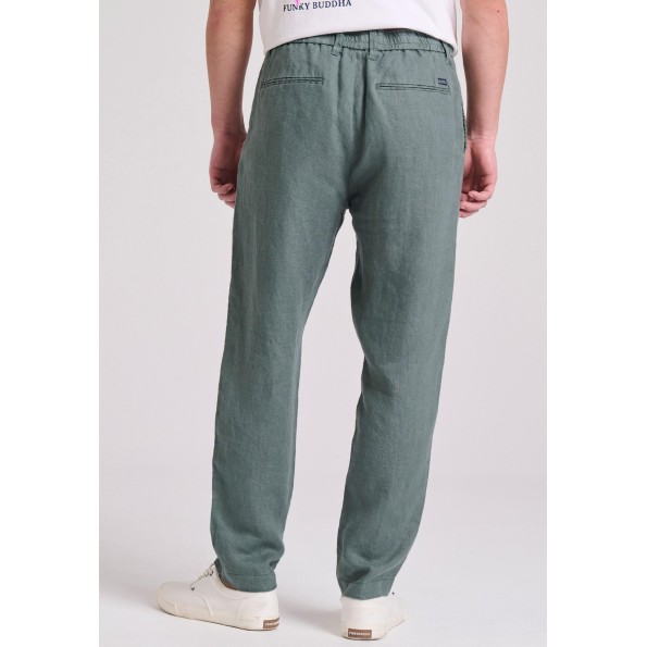 Ανδρικό linen blend casual chino παντελόνι FUNKY BUDDHA πράσινο Ανδρικά
