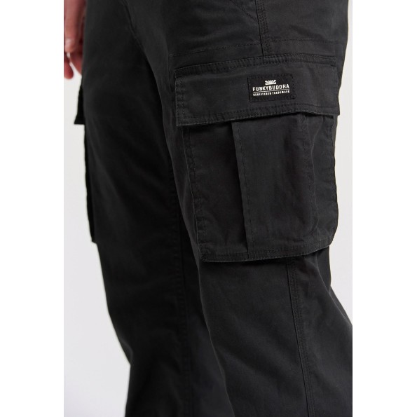 Ανδρικό comfort cargo παντελόνι FUNKY BUDDHA The essentials μαύρο Ανδρικά
