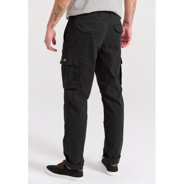 Ανδρικό comfort cargo παντελόνι FUNKY BUDDHA The essentials μαύρο Ανδρικά