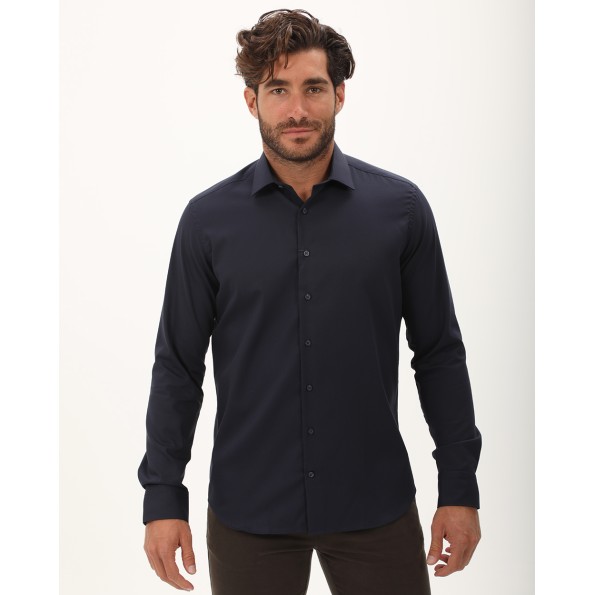 Ανδρικό πουκάμισο NAVY & GREEN comfort fit σκούρο μπλε