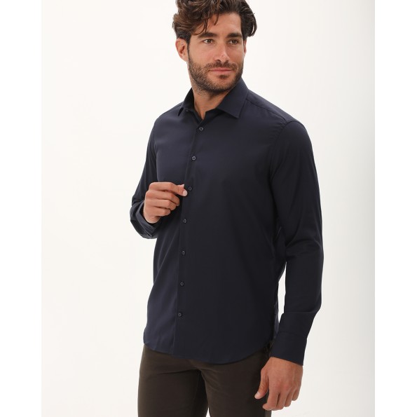 Ανδρικό πουκάμισο NAVY & GREEN comfort fit σκούρο μπλε Ανδρικά