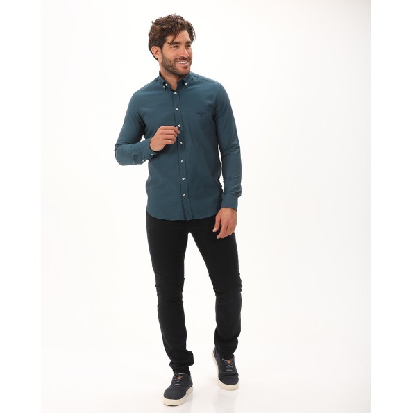 Ανδρικό πουκάμισο NAVY & GREEN comfort fit πράσινο Ανδρικά
