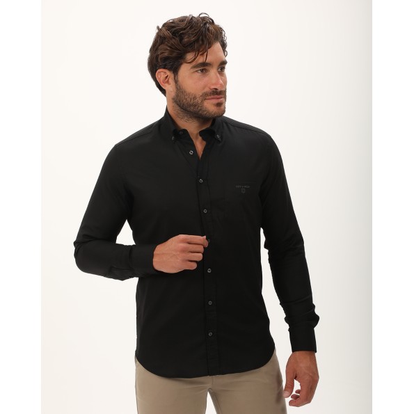 Ανδρικό πουκάμισο NAVY & GREEN comfort fit μαύρο