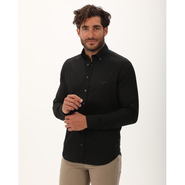 Ανδρικό πουκάμισο NAVY & GREEN comfort fit μαύρο Ανδρικά