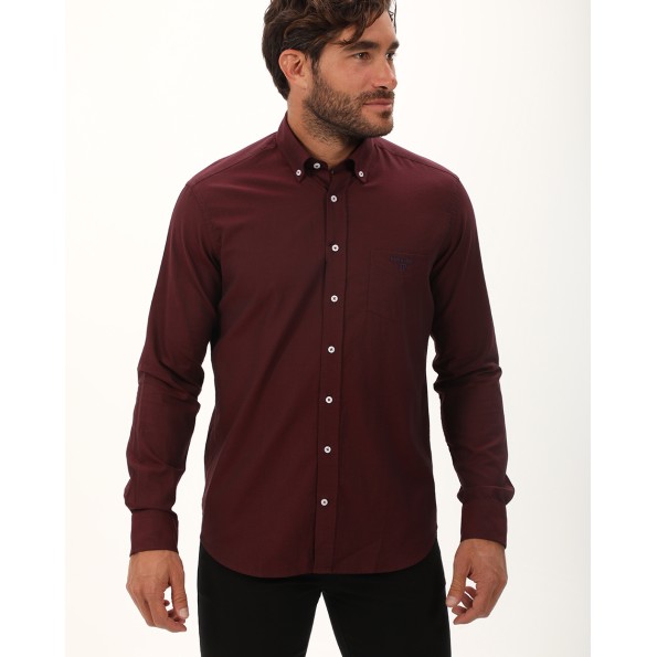 Ανδρικό πουκάμισο NAVY & GREEN comfort fit μπορντό