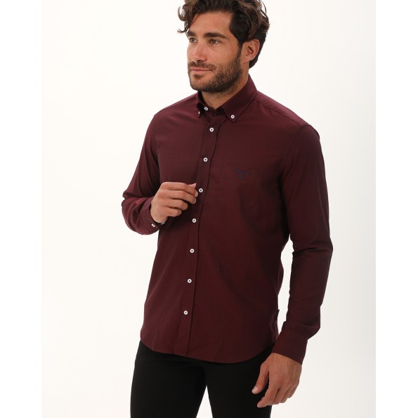 Ανδρικό πουκάμισο NAVY & GREEN comfort fit μπορντό Ανδρικά