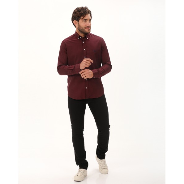 Ανδρικό πουκάμισο NAVY & GREEN comfort fit μπορντό Ανδρικά